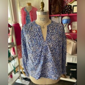 Lilly Pulitzer blue print tunic top size XL